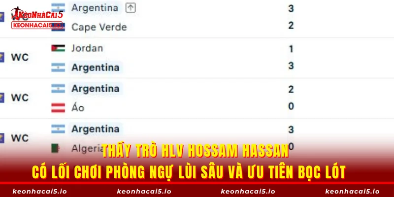 Thầy trò HLV Hossam Hassan có lối chơi phòng ngự lùi sâu và ưu tiên bọc lót 